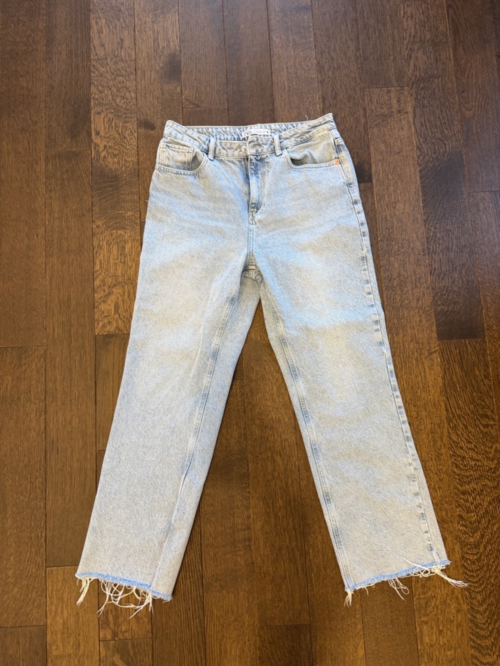 Zara Light Blue Straight-Leg Women's Jeans